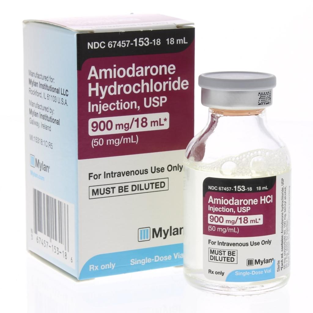 Amiodarone HCl Injection 50mg/mL SDV 18mL Each Mylan Institutional