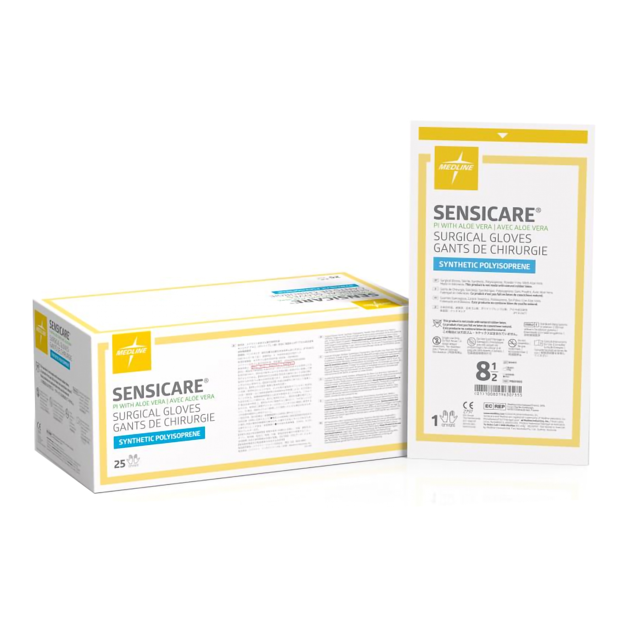 Surgical Glove SensiCare® Size 8.5 25 Pairs per Box Sterile Polyisoprene Smooth White Chemo Tested