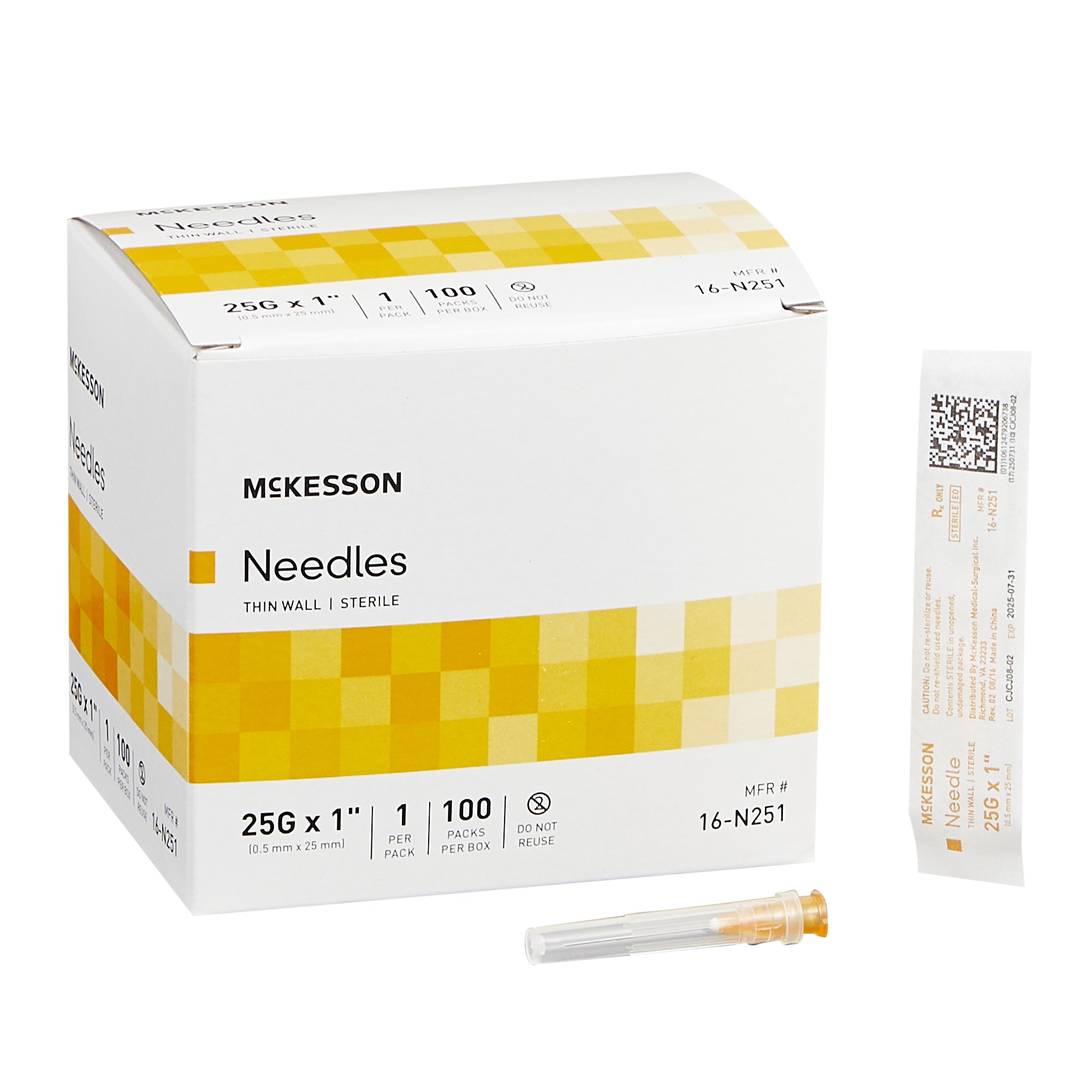 Hypodermic Needle TW 25GX1" Orange 100/BX Mckesson Medical and Surgical Inc