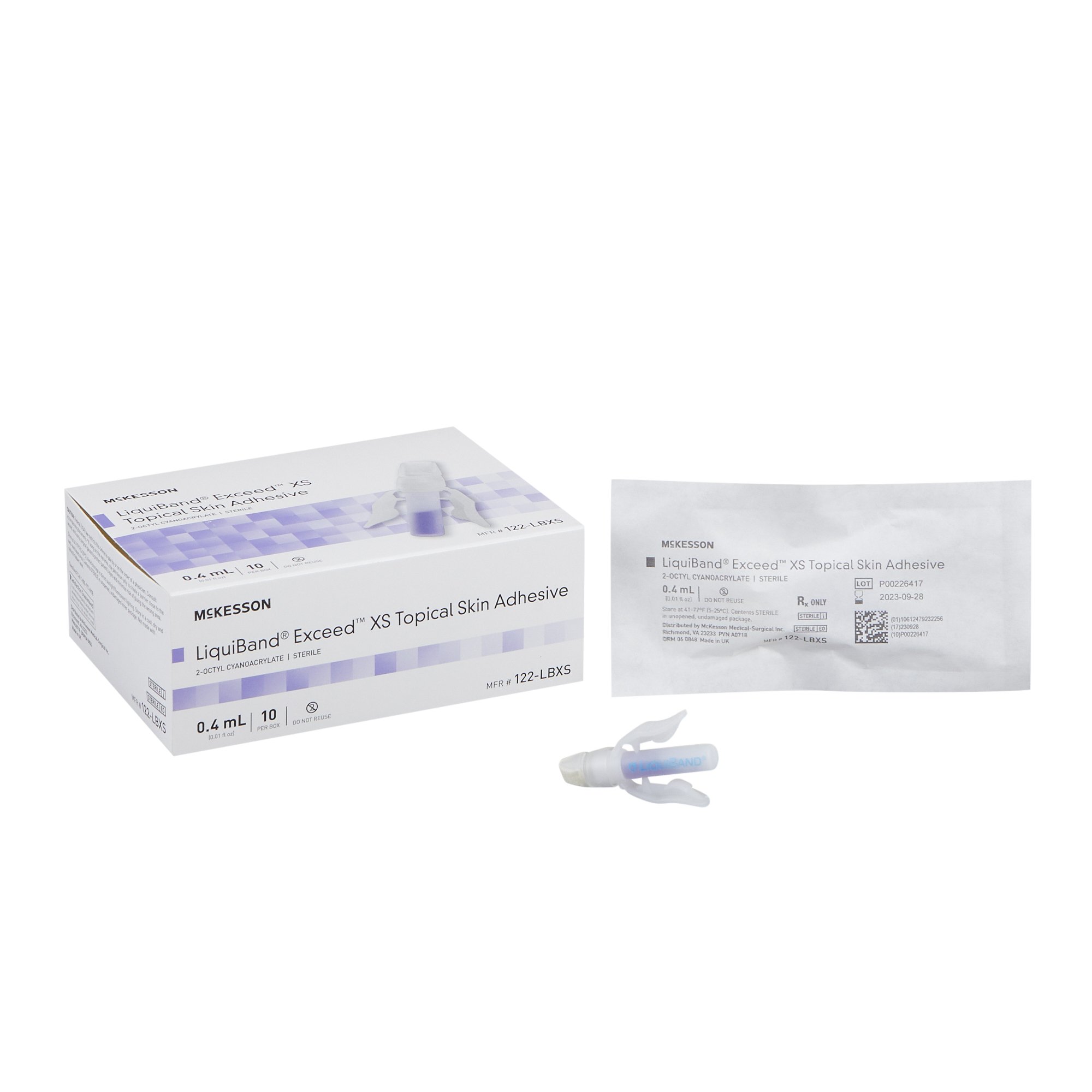 Skin Adhesive McKesson LiquiBand® Exceed™ XS 0.4 mL Liquid Precision and Dome Applicator Tip 2-Octyl