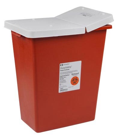SharpSafety Sharps Container 12gal Red 12.75x18.25x18.75" Adjustable Hinge Each, 10 EA/CA 8932