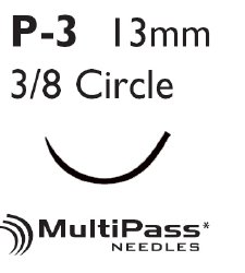 Absorbable Suture with Needle Monocryl™ Poliglecaprone P-3 3/8 Circle Needle Size 6-0 Monof...
