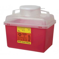 Sharps Container BD™ Red Base 11-1/2 H X 12-4/5 W X 8-4/5 D in Vertical Entry 3.5 Gallon