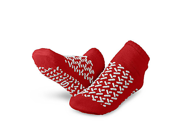 Patient Slippers Terrycloth Adult Red Size Small Disposable 48/Case Medline Industries Inc
