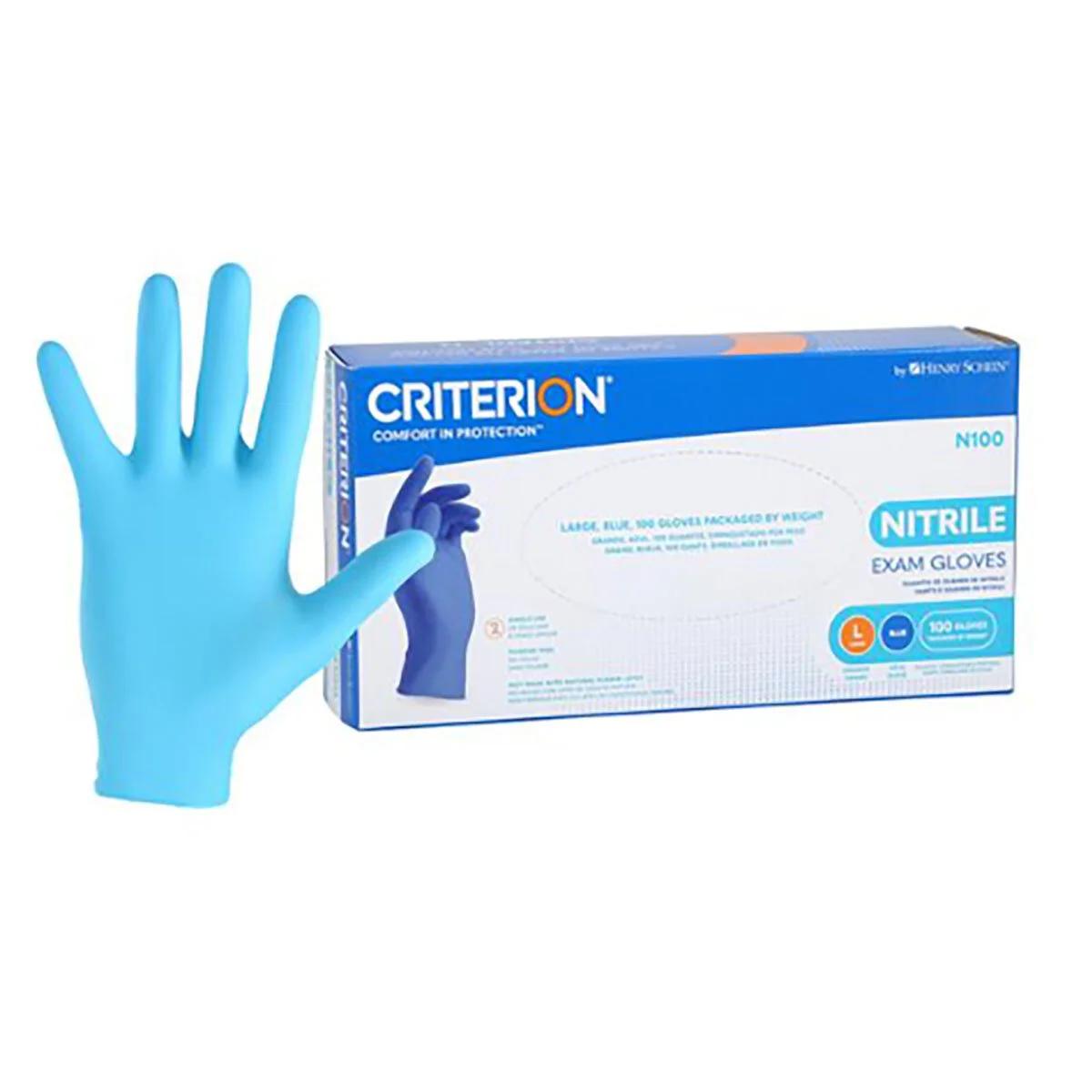 Criterion N100 Nitrile Exam Gloves Large Blue Non-Sterile 100/Box, 10 BX/CA Henry Schein Inc.