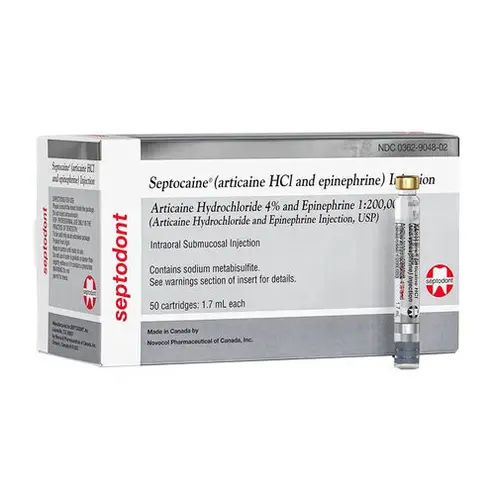 Septocaine® Articaine HCl 4% Epinephrine 1:200,000 50/Bx