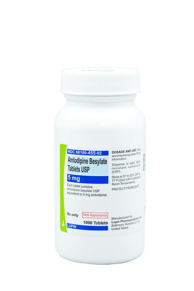 AmLodipine Besylate Tablets 5mg Bottle 90/Bottle Each Lupin Pharmaceuticals