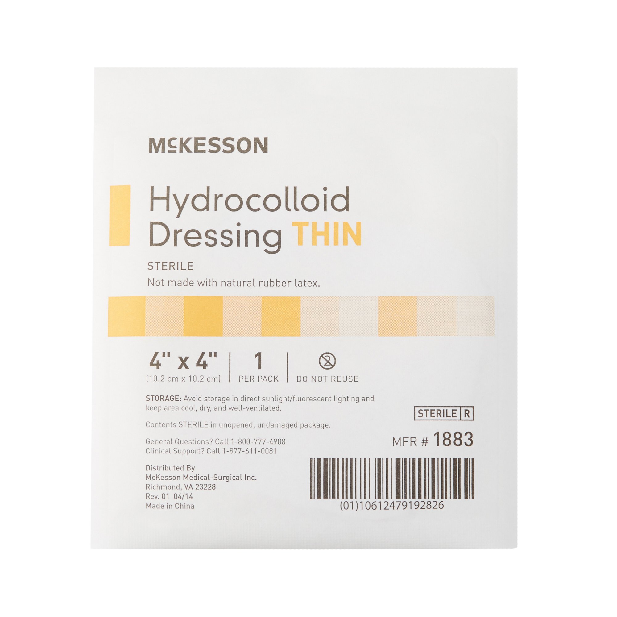 Thin Hydrocolloid Dressing McKesson Film Backing 2 X 2 Inch Square Hydrocolloid 882982