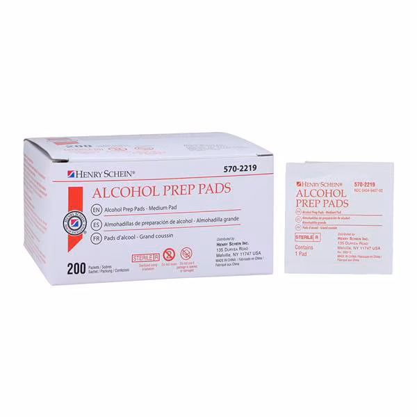 Alcohol Prep Pad 70% Isopropyl Alcohol Medium Sterile, 20 BX/CA Henry Schein Inc.
