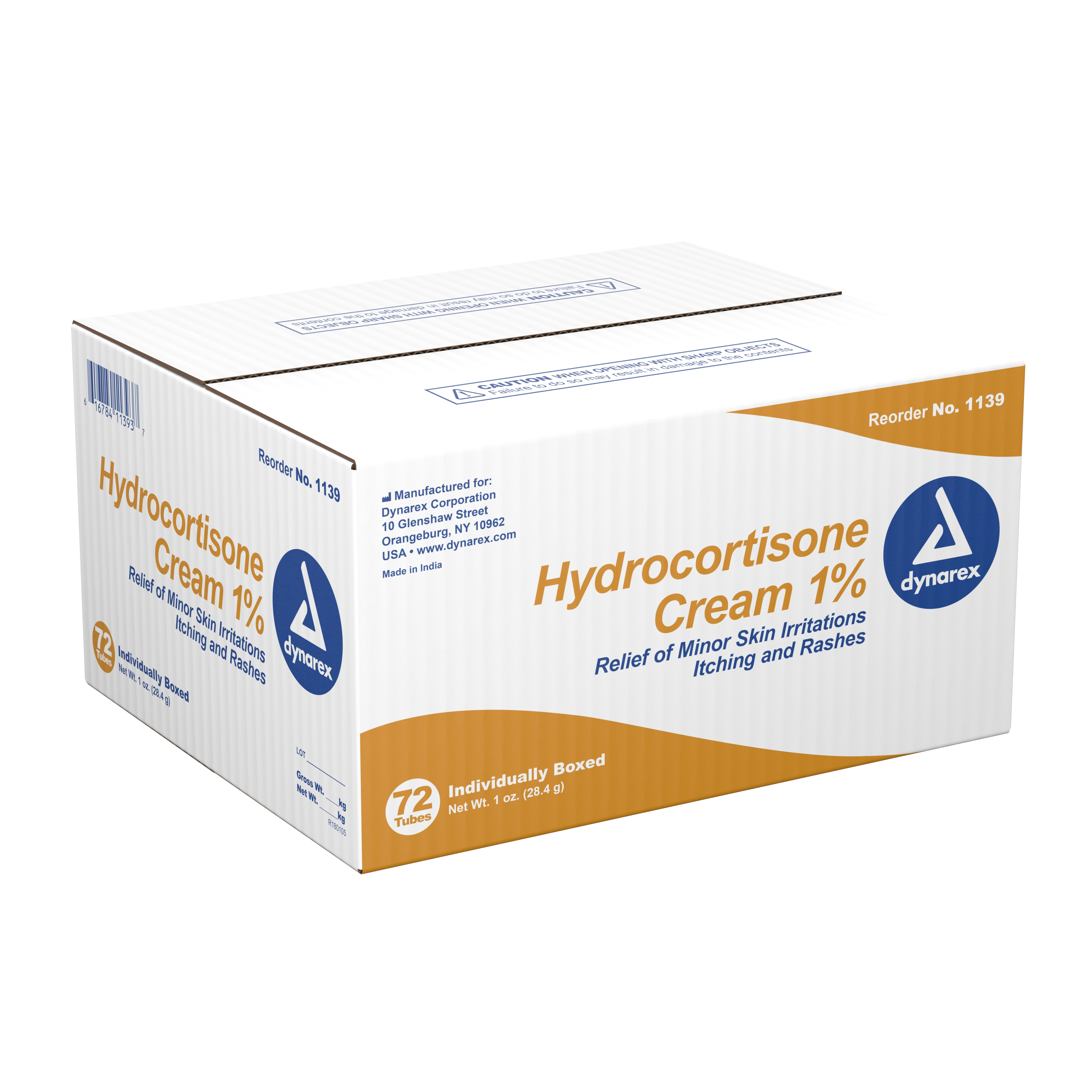 Itch Relief Dynarex 1% Strength Cream 1 oz. Tube HYDROCORTISONE, CREAM 1% 1OZ TU (72/CS)