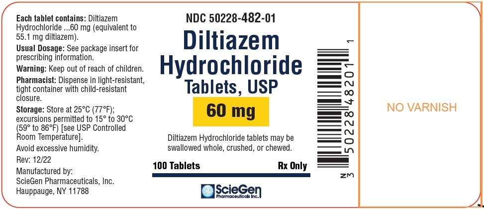 Diltiazem HCl Tablets 60mg Bottle 100/Bottle Each Sciegen Pharmaceuticals