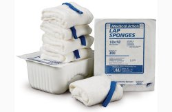 Surgical Laparotomy Sponge Cotton 12x12 in 5 Count Rigid Tray Sterile