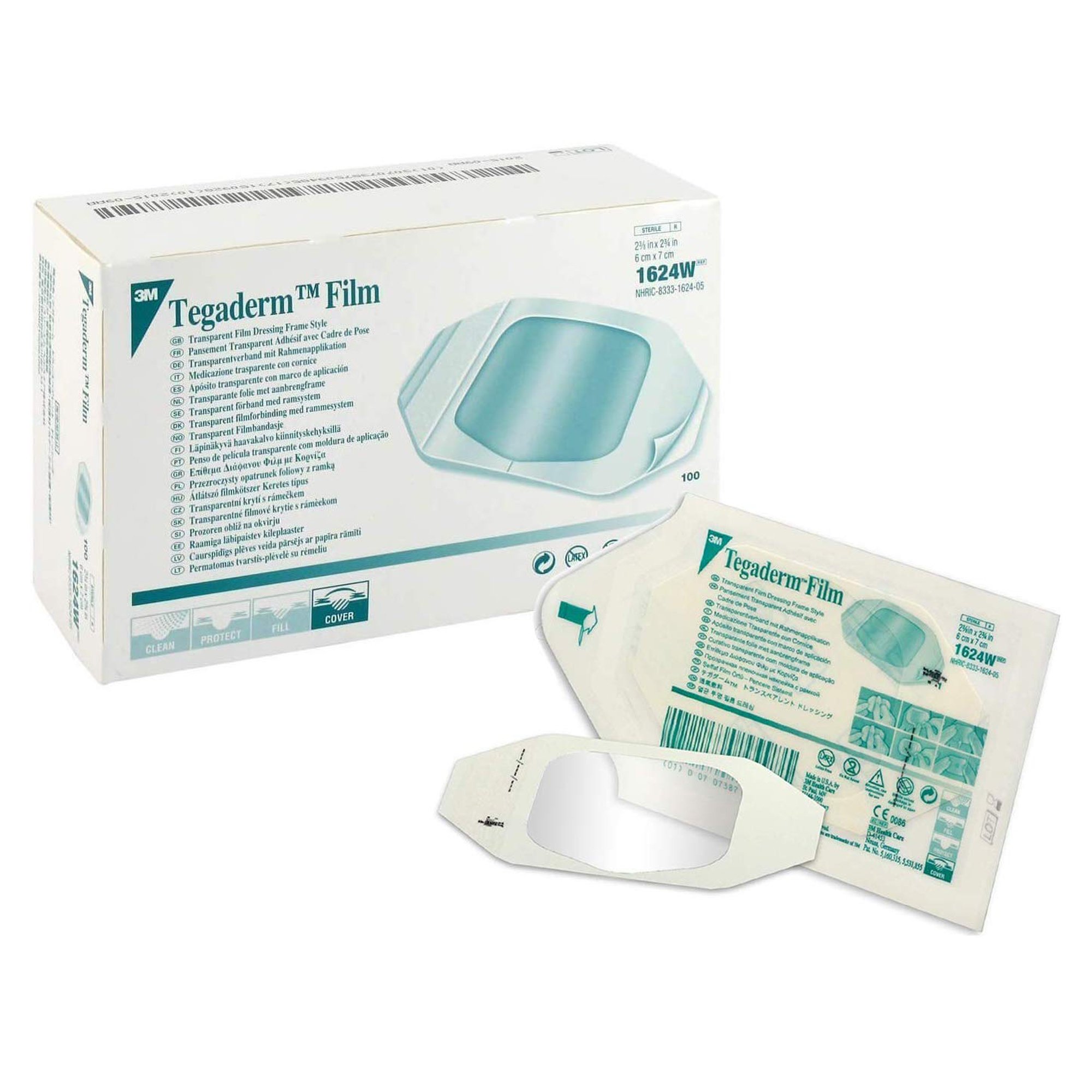Tegaderm Film Frame Style Dressing 2-3/8x2-3/4" Sterile Adhesive Adherent Transparent, 4 BX/CA