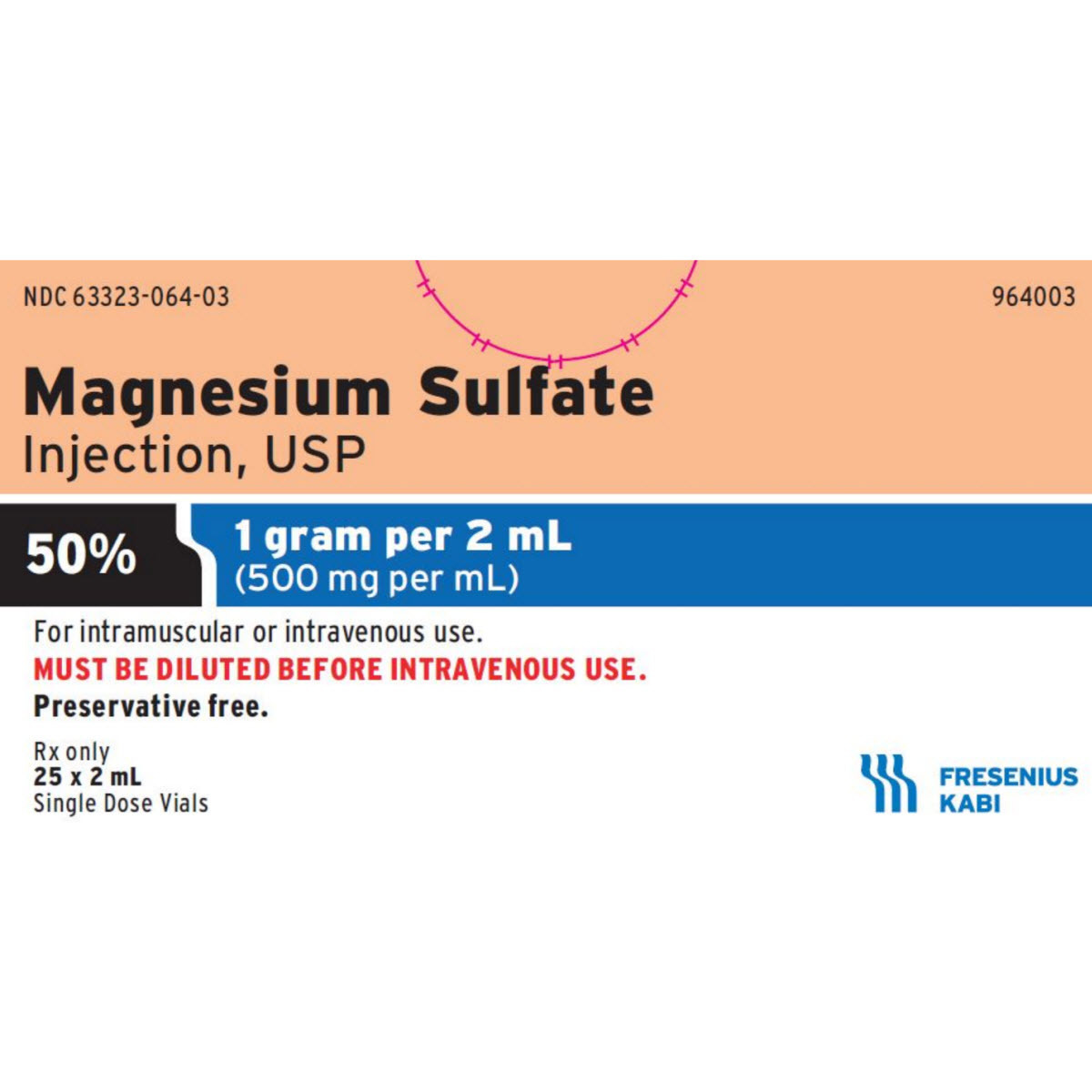 Magnesium Sulfate 50%, 500mg/mL, 2mL Vial Single Dose