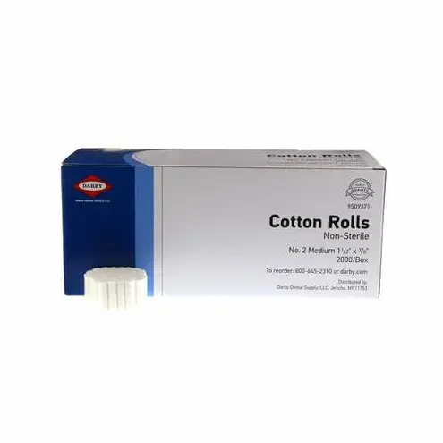 Cotton Rolls #2 Medium Non-Sterile 1.5" x 3/8" 2000/Pk