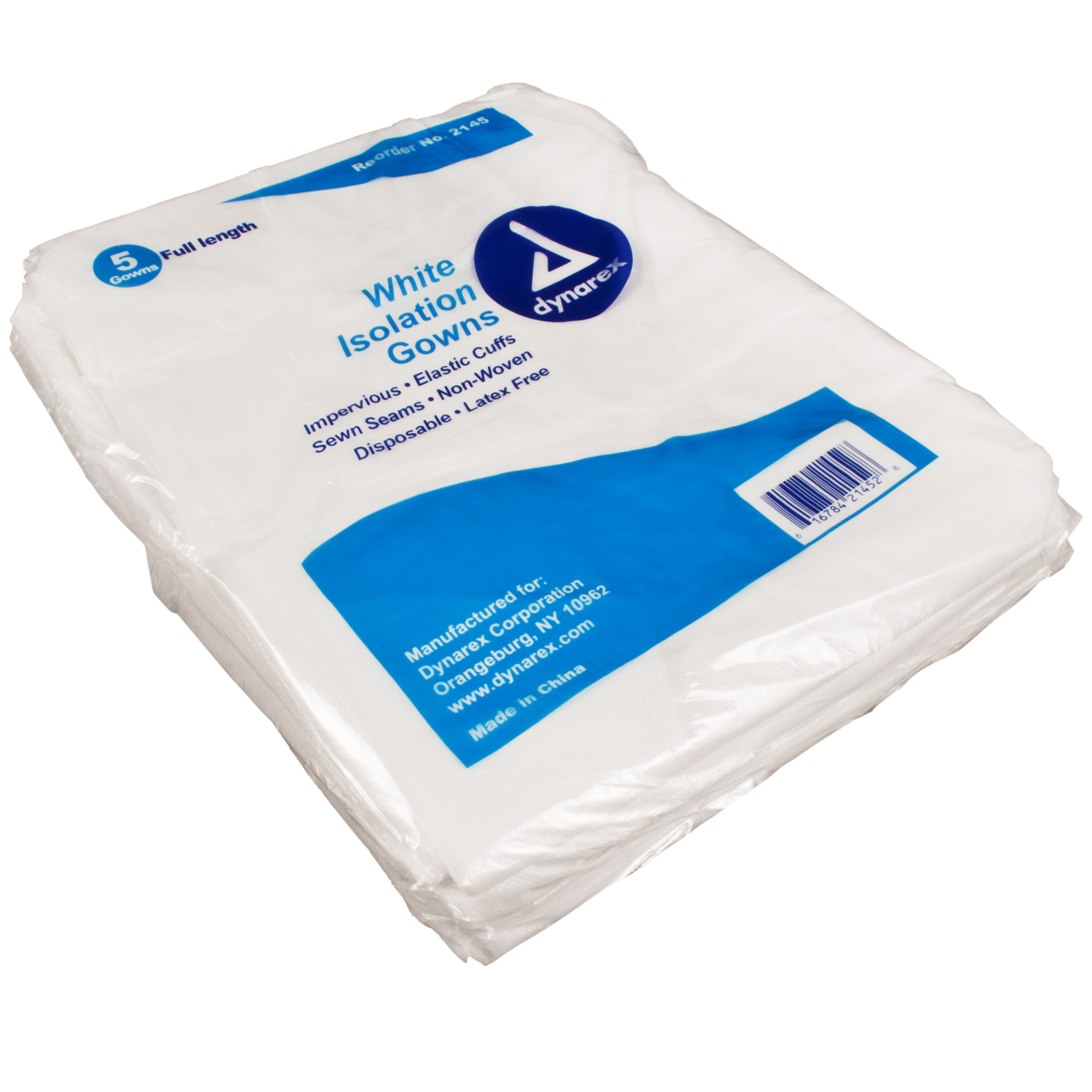 Isolation Gown Poly-Coated Barrier White Univers Dynarex Corporation