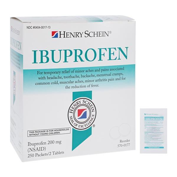 Ibuprofen NSAID Tablets 200mg Pouch 250x2/Box, 12 BX/CA Henry Schein Inc.