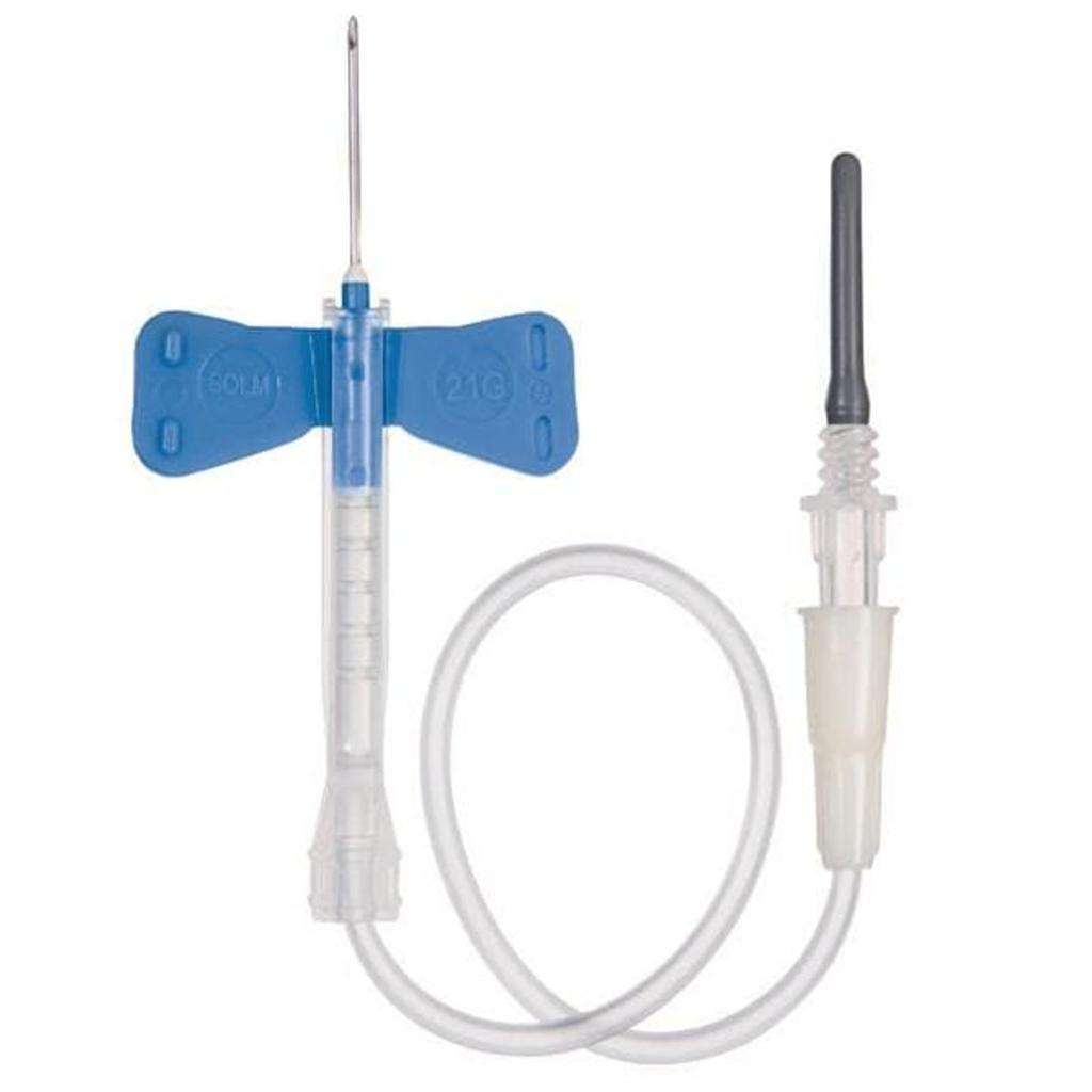 Henry Schein Blood Coll Set Ndl 23g 3/4" 12" Wing Blu Safety Adapter Ster 50/Box, 4 BX/CA 570-0734