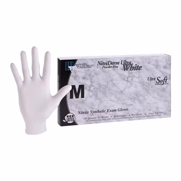 GLOVE NITRILE EXAM PF WHITE MED 100/BX 10BX/CS Innovative Healthcare Corp Inc 167200