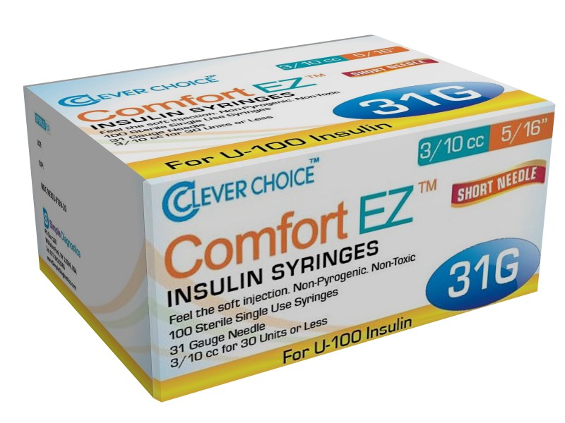 Comfort EZ Insulin Syringes 31 G 0.3CC 5/16 100 Simple Diagnostics Inc