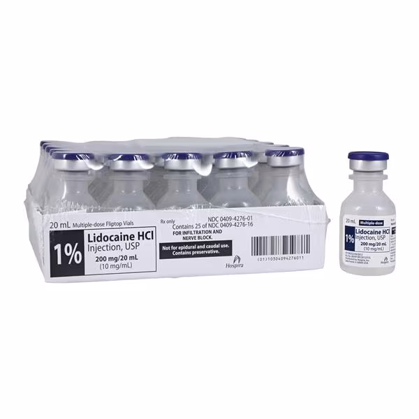 LIDOCAINE 1% HYDROCHLORIDE 20MLVIAL 25/BX Hospira