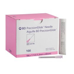 Hypodermic Needle PrecisionGlide™ 1-1/2 in Length 18 Gauge Thin Wall Without Safety