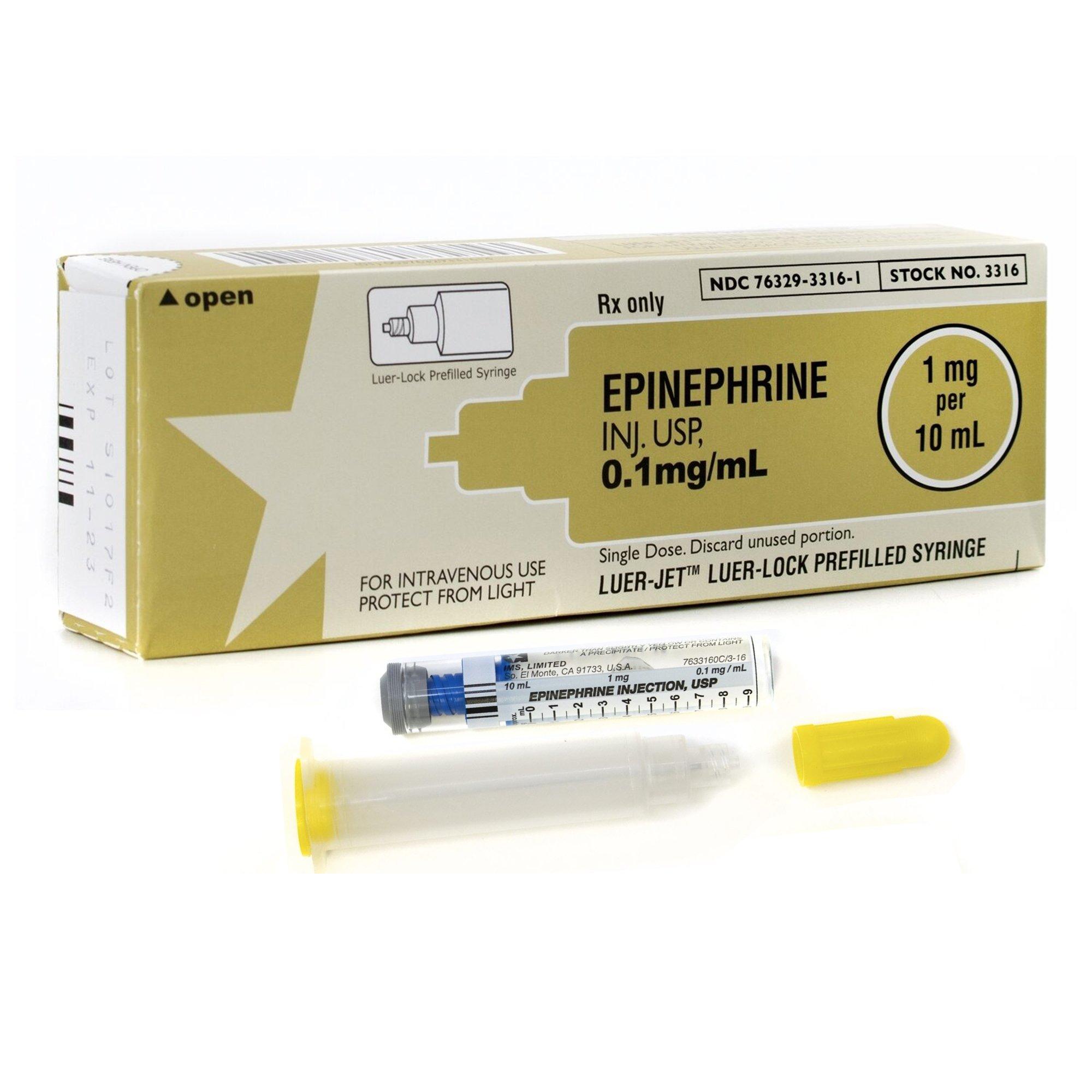Epinephrine Injection 1 10m Luer-Jet Prefilled Syringe 10mL 10/Package