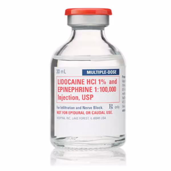 LIDOCAINE 1% HYDROCHLORIDE EPI 30ML VIAL 25/BX Hospira