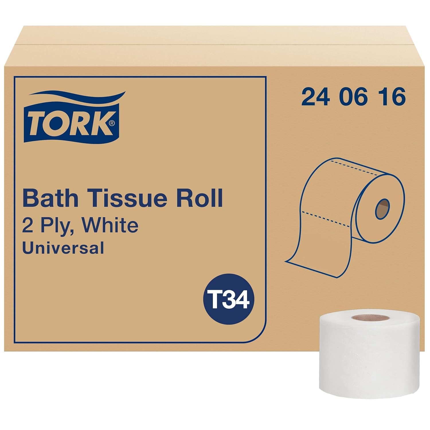 TISSUE BATH ROLL UNIV WHTE 2PLY 616SHT/RL 48RL/CS Essity Professional Hygiene North America LLC