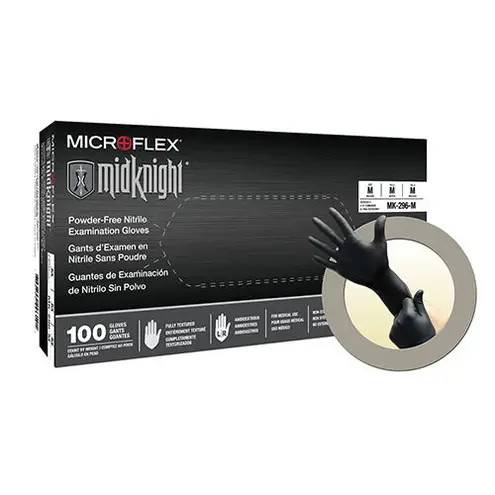 Midknight™ Black Nitrile Gloves, Small – 100/Box
