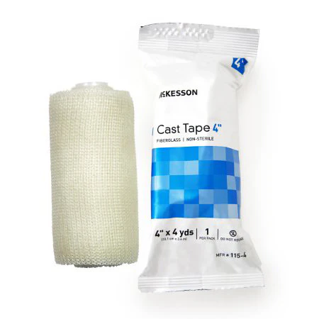 Cast Tape McKesson 4 Inch X 12 Foot Fiberglass White TAPE, CAST WHT LF 4"X4YDS (10RL/BX)