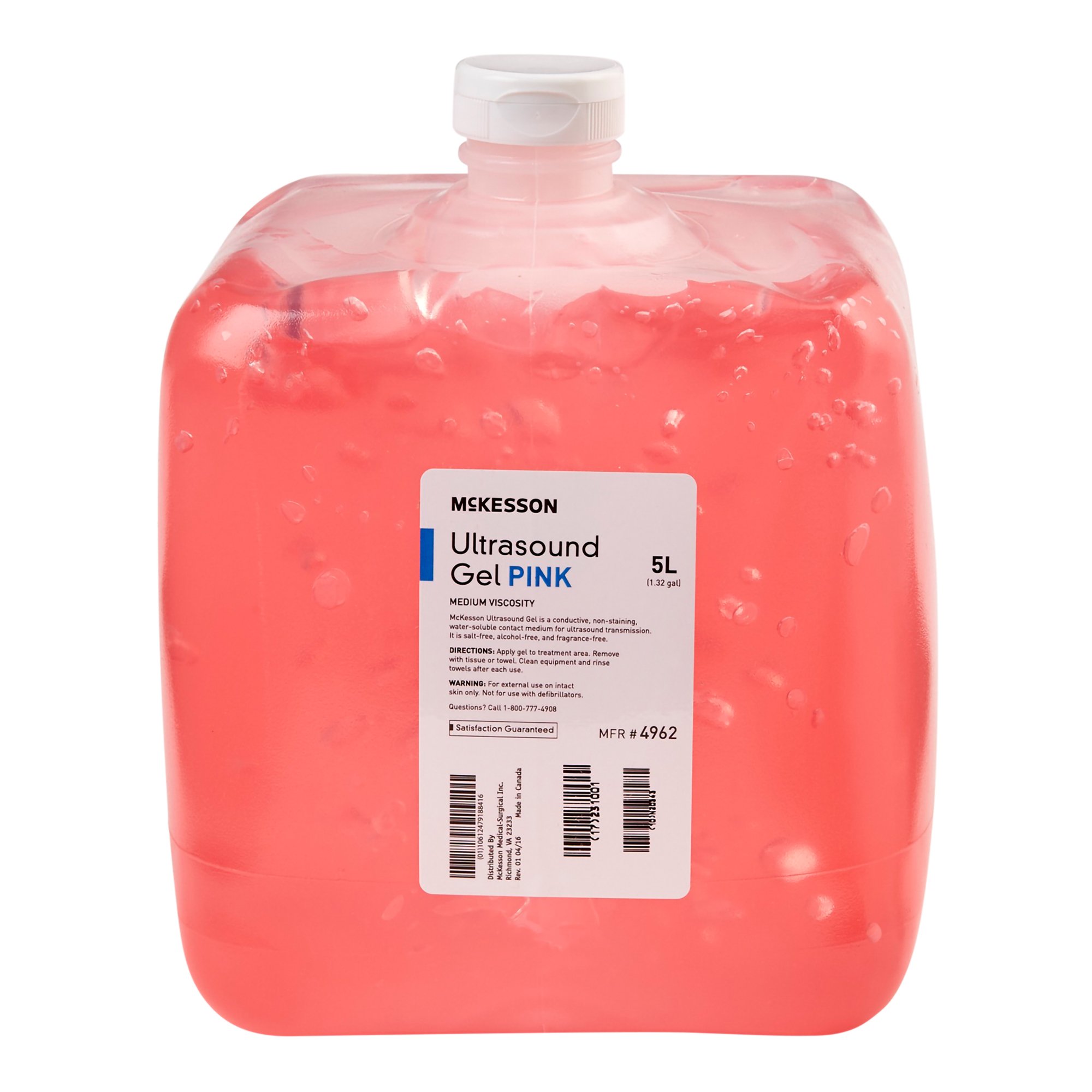 Ultrasound Gel McKesson Medium Viscosity 5 Liter Jug NonSterile GEL, ULTRASOUND PNK 5L (4/CS)