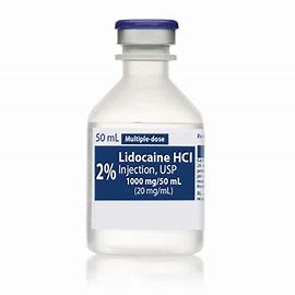 LIDOCAINE 2% HCL 20MG 50ML VIAL 25/BX Hospira
