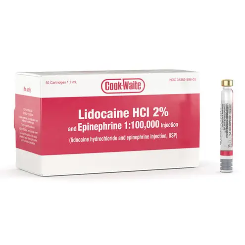 Cook-Waite Lidocaine HCl 2% Epinephrine 1:100,000 50/Bx