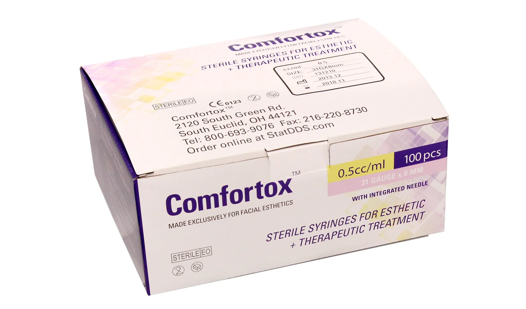 Comfortox .5 CC 31 Gauge X 8 MM - 100 Syringes - For Esthetic Injections