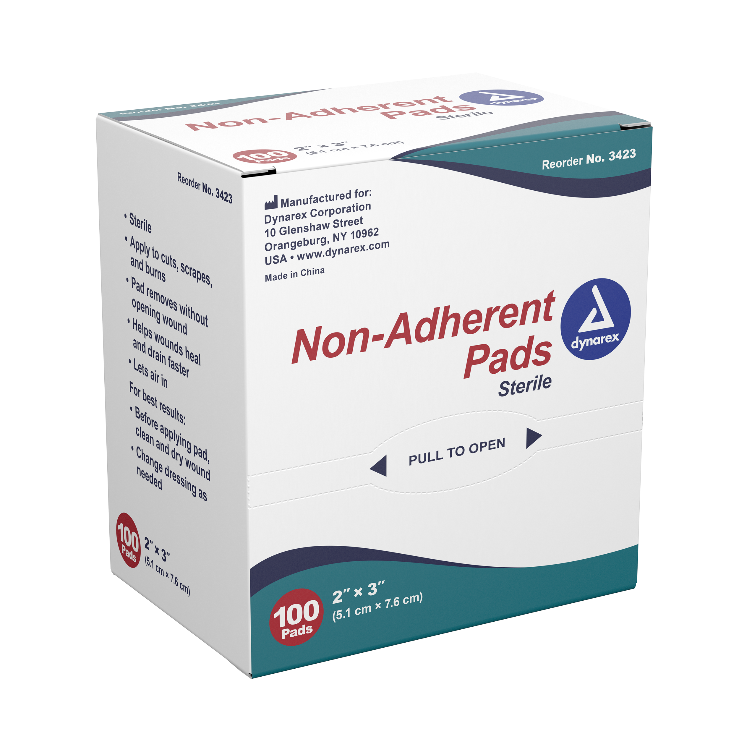 Non-Adherent Pads Sterile, 2 x 3 100 Ct Dynarex Corporation 3423