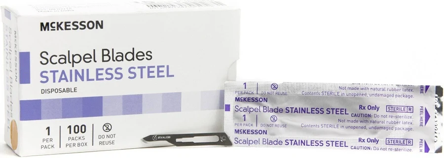 Surgical Blade McKesson Brand Stainless Steel No. 15 Sterile BLADE, SCALPEL S/STL #15 (100/BX 10BX/C