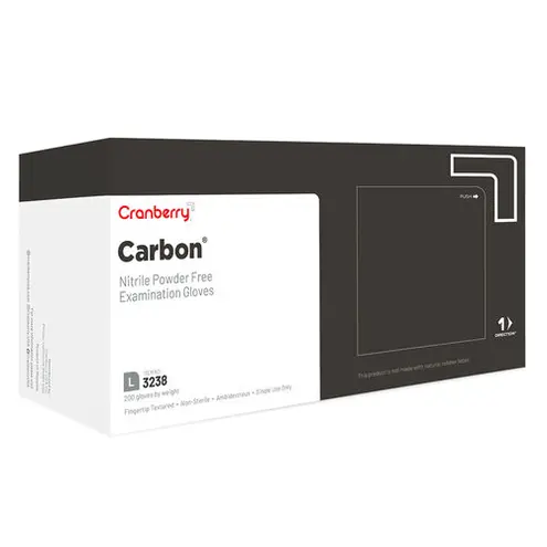 Cranberry Carbon® Nitrile Gloves Black Large 200/Bx