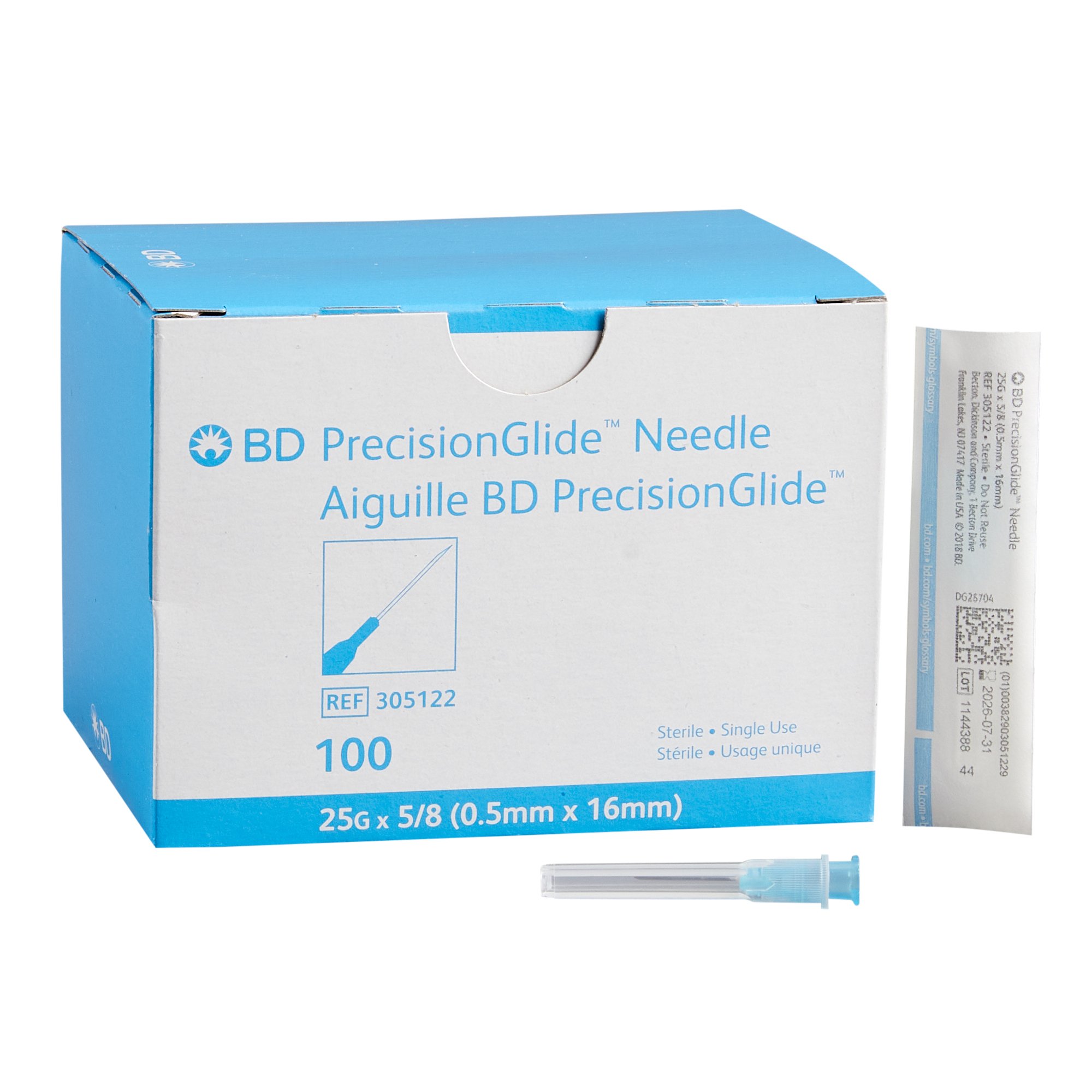 Hypodermic Needle PrecisionGlide™ 5/8 in Length 25 Gauge Thin Wall Without Safety