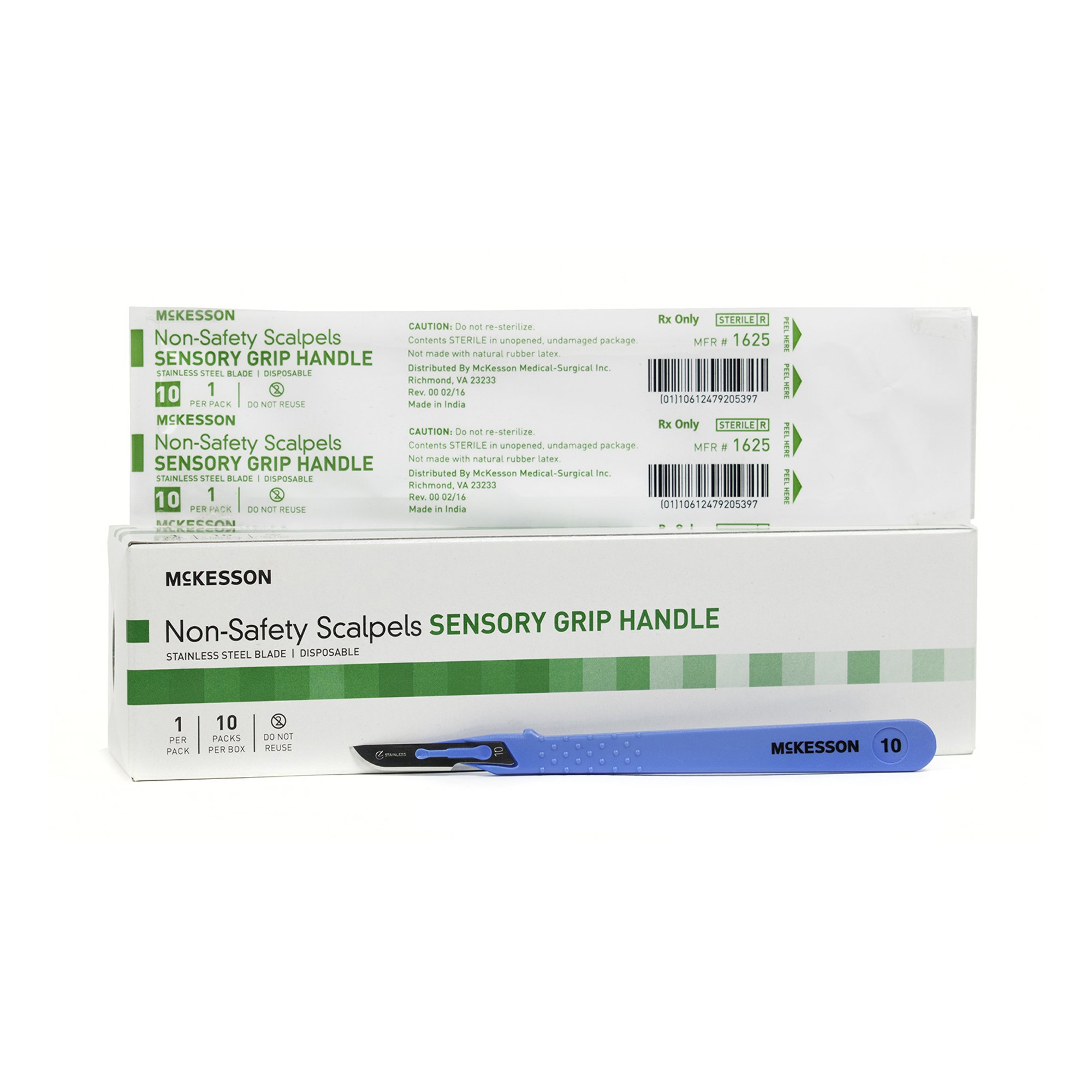 Scalpel McKesson No. 10 Stainless Steel / Plastic Sensory Grip Handle Sterile Disposable SCALPEL, S/