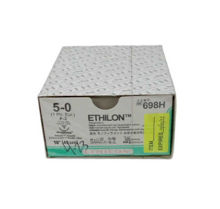 Ethilon Suture Nylon Monofilament 5-0 18" Non-Absorbable P-3 Precision Uncoated Black 36/Box 698H