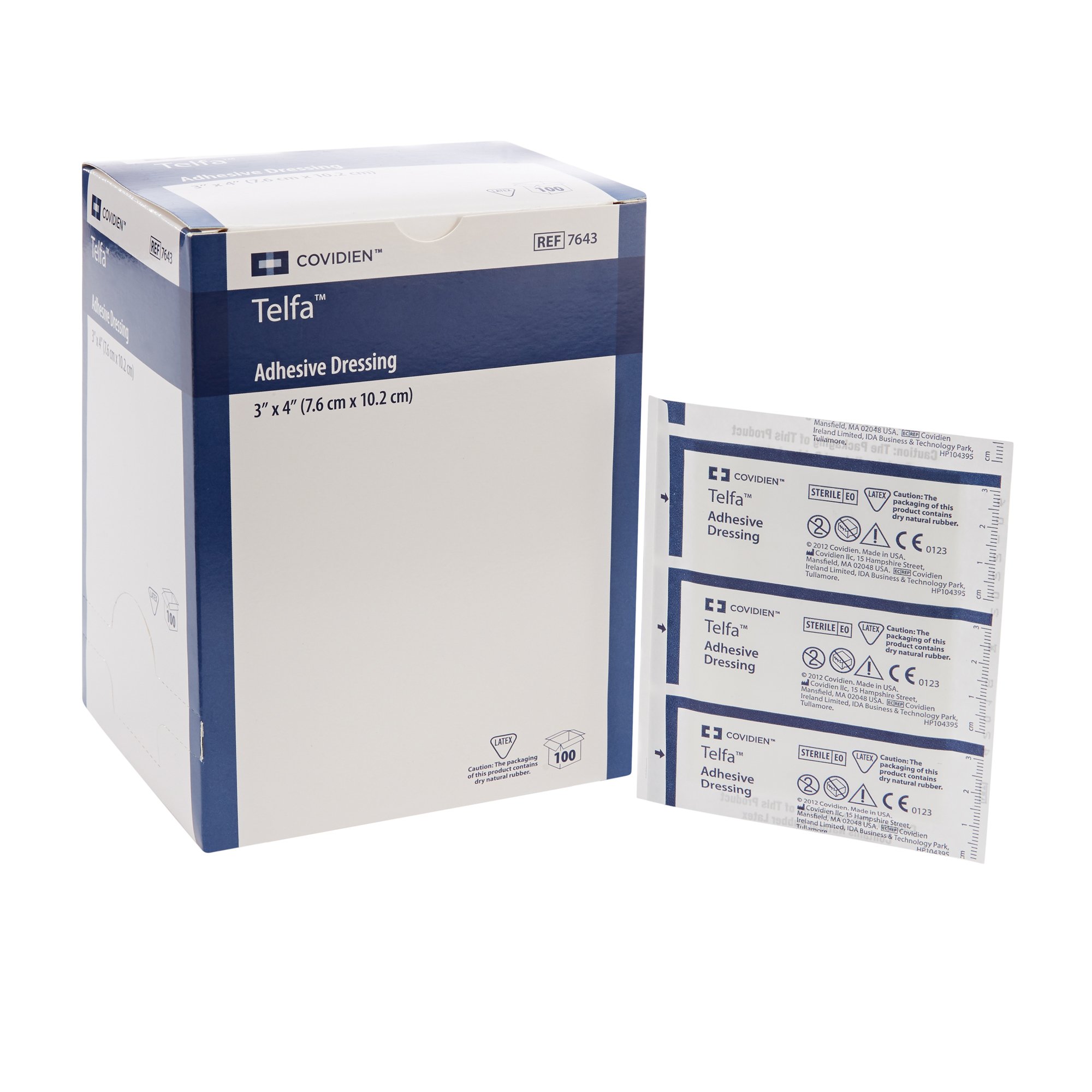 Telfa Ouchless Cotton/Polyester Gauze Dressing 3x4" Sterile Adhr Adhs Wht Abs, 12 BX/CA