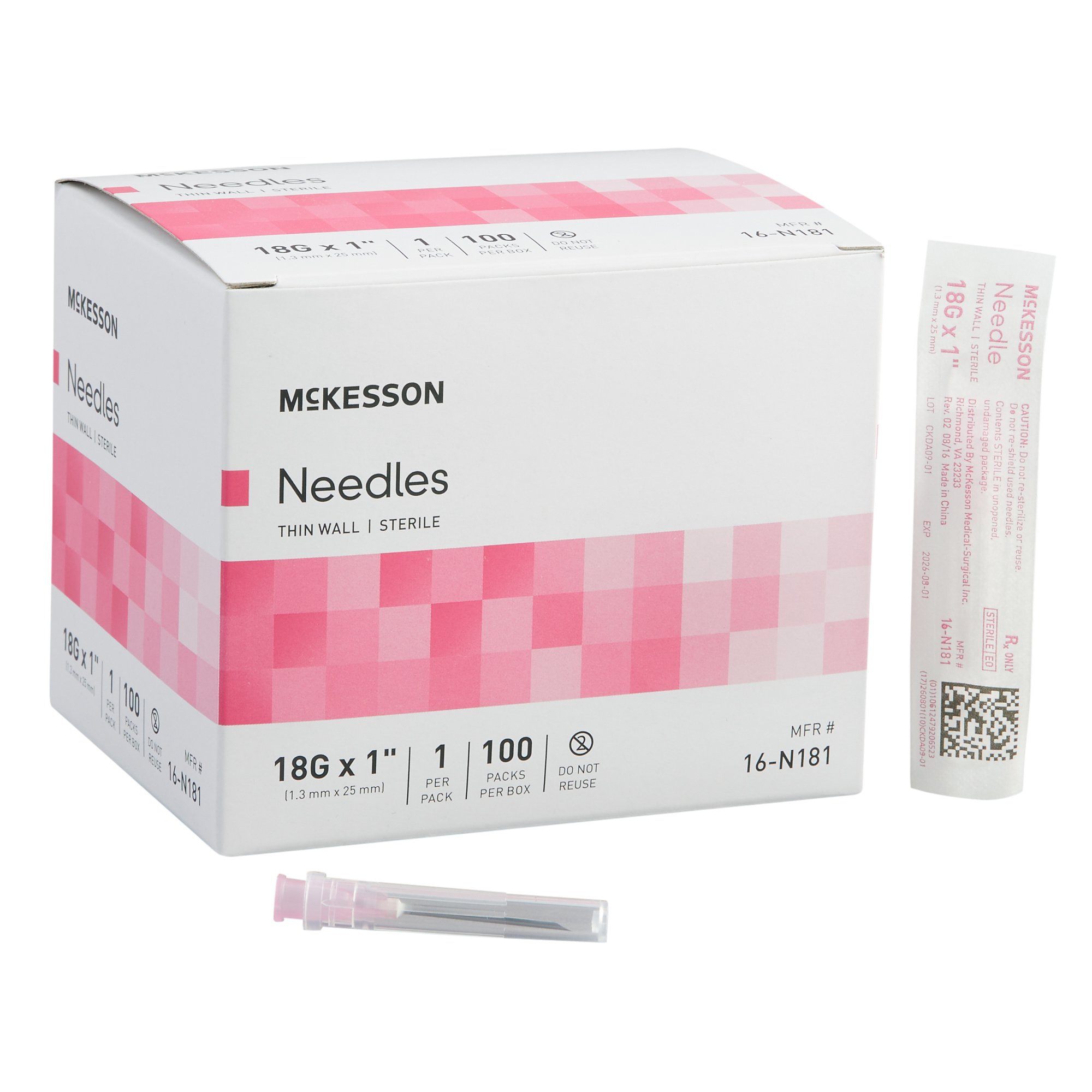 Hypodermic Needle TW 18GX1" 100/BX Mckesson Medical and Surgical Inc