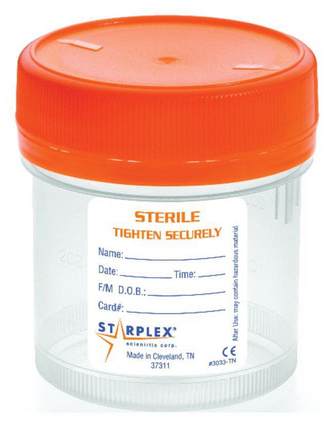 Leakbuster Specimen Container 90mL Polypropylene Ster Graduated Org Wide Mouth 400/Case WB902-1O
