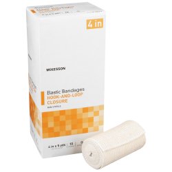 Elastic Bandage McKesson 4 in X 5 Yard Single Hook and Loop Closure Tan Standard Compression