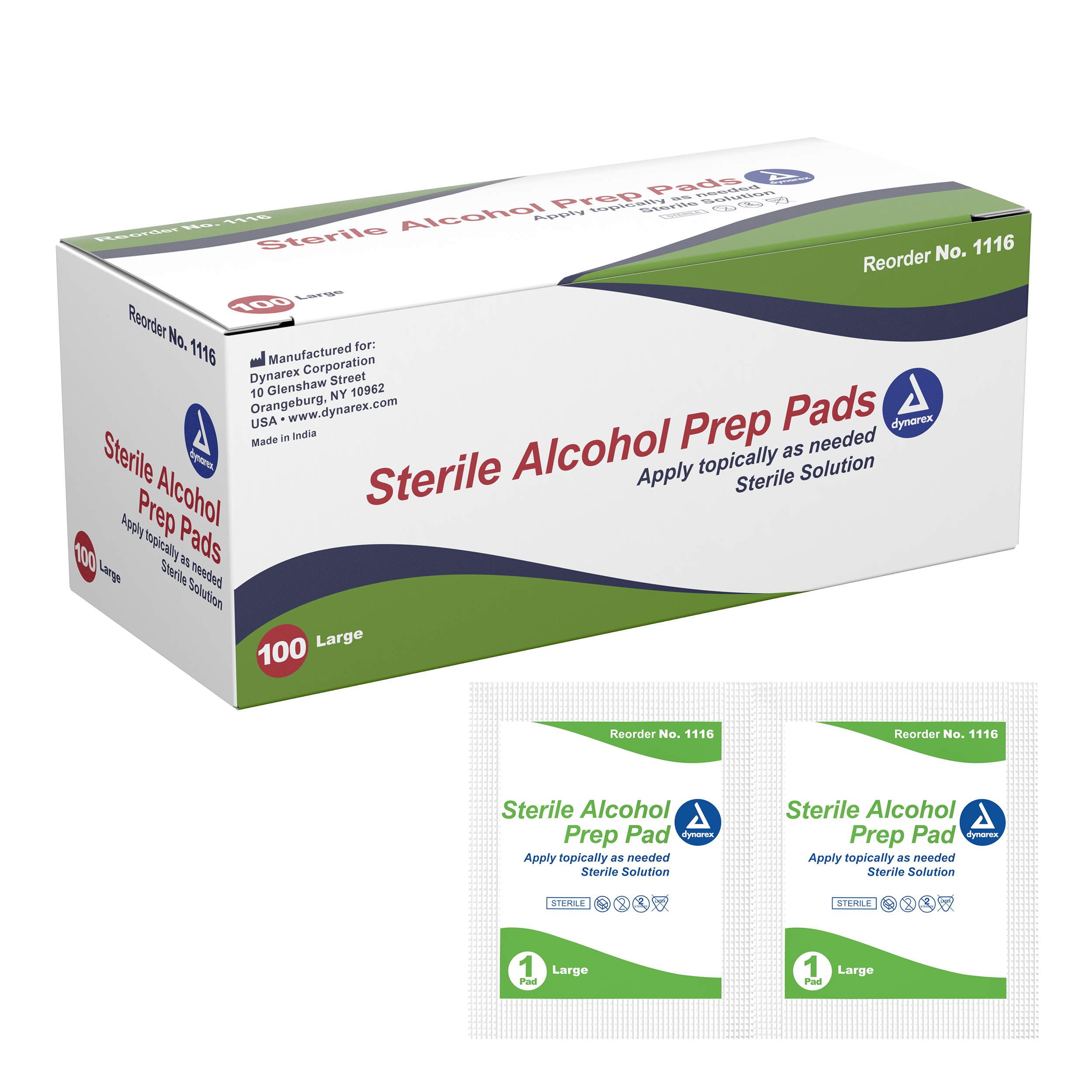 Alcohol Prep Pad Sterile Large 100 Ct Dynarex Corporation