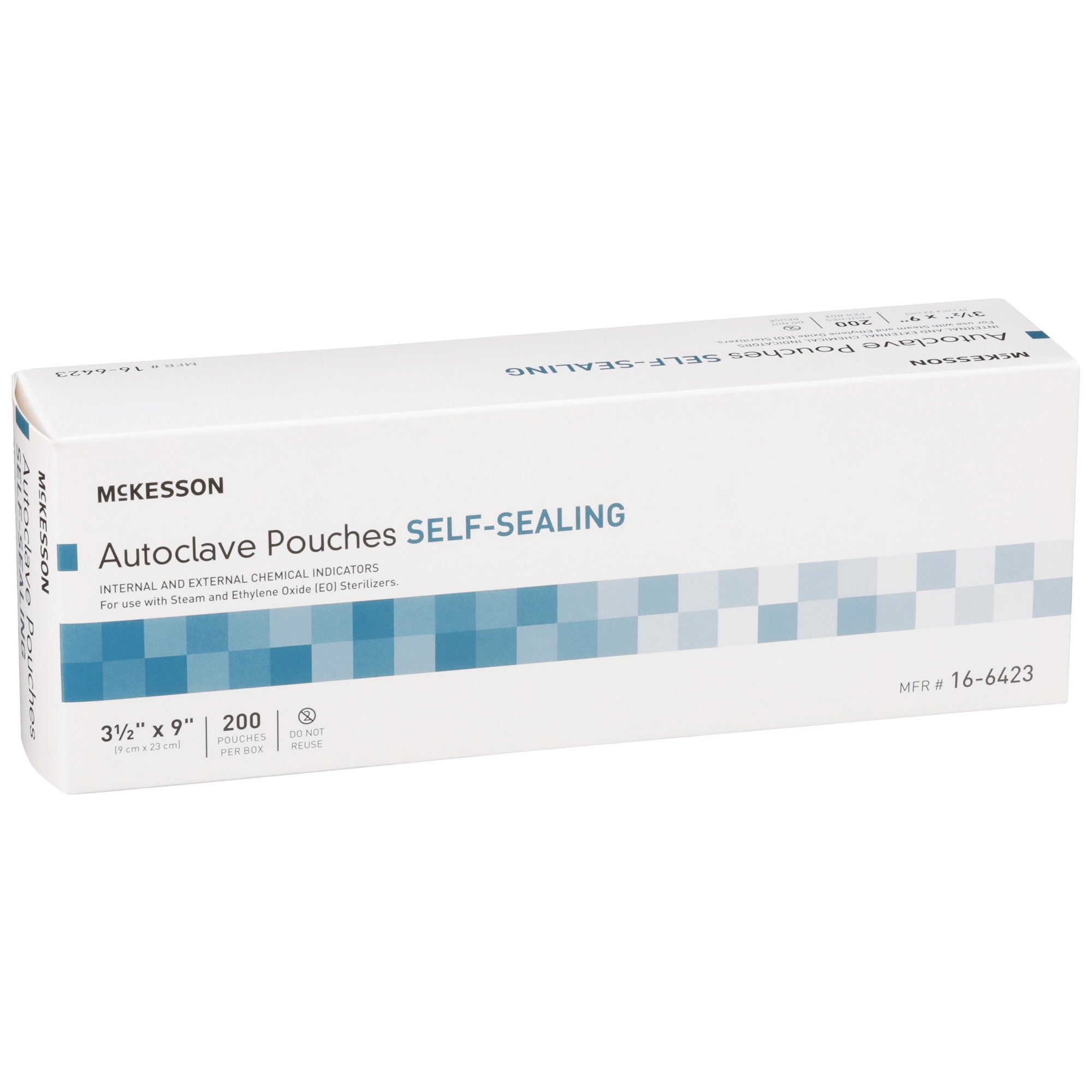 Sterilization Pouch McKesson Ethylene Oxide (EO) Gas / Steam 3-1/2 X 9 Inch White / Blue Self Seal P