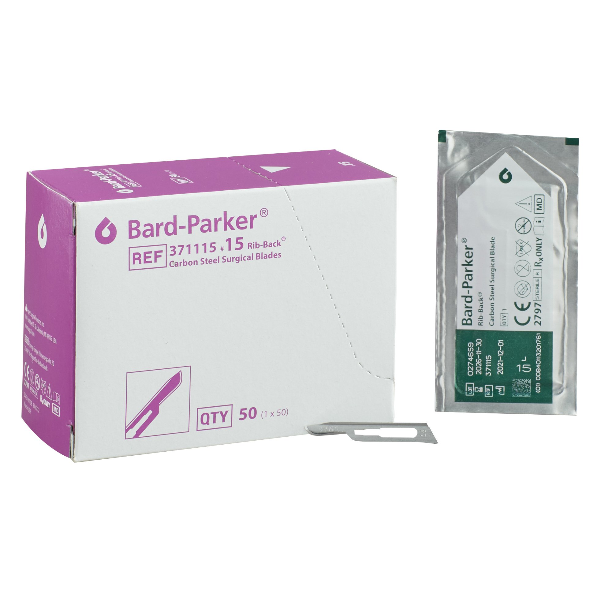 Surgical Blade Bard-Parker® Rib-Back® Carbon Steel No. 15 Sterile BLADE, SURGICAL C/S STR #15 (50/BX