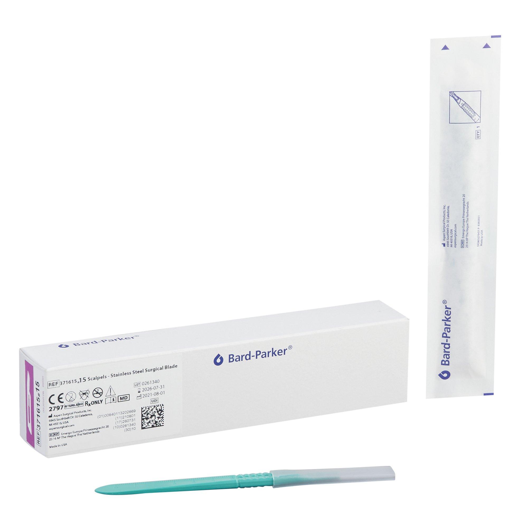 Bard-Parker Disposable Surgical Scalpel #15 Stainless Steel Blade Sterile, 10 BX/CA Bard Parker
