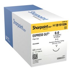 Absorbable Suture with Needle Surgical Specialties™ Plain Gut P-3 3/8 Circle Precision Reverse